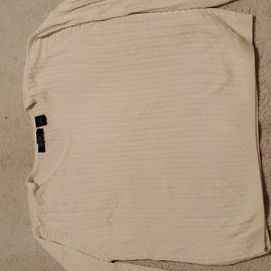 Crystal-Kobe white v-neck cable knit sweater